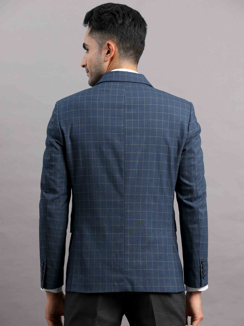 Shop Men's Navy Cotton Blend Slim Fit Casual Blazer Online.