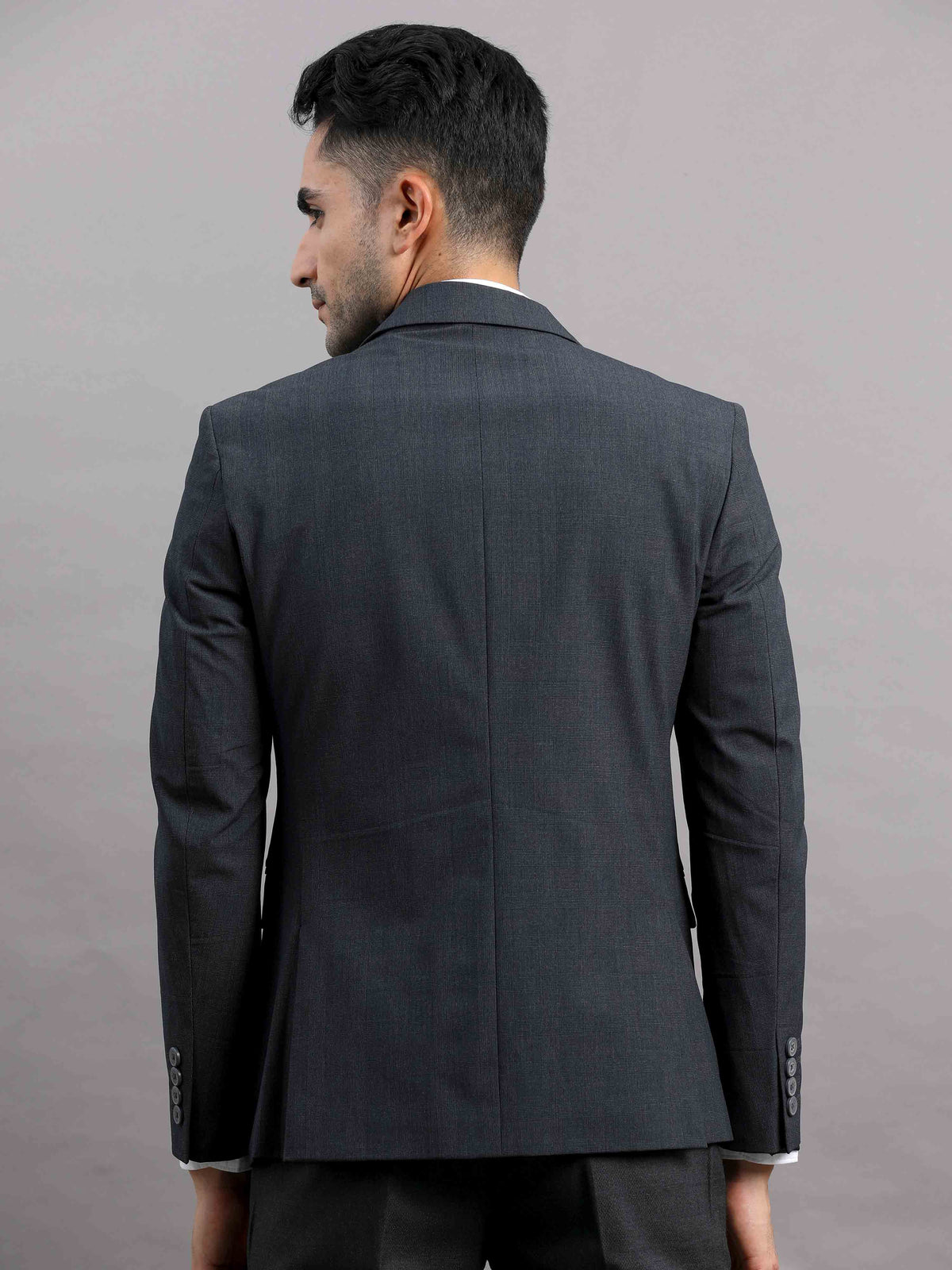 Shop Men's Dark Grey Cotton Blend Slim Fit Casual Blazer Online.