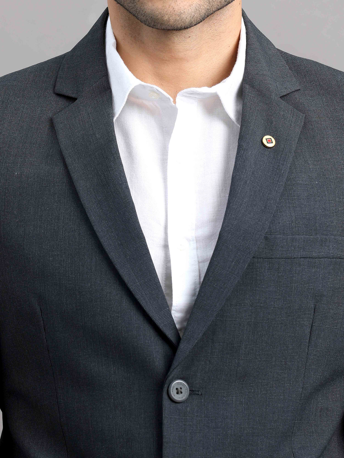 Shop Men's Dark Grey Cotton Blend Slim Fit Casual Blazer Online.