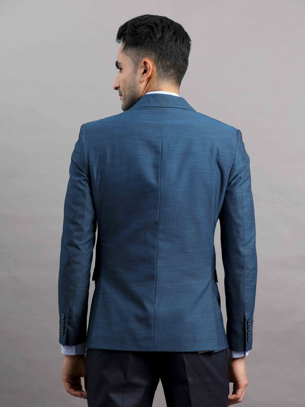 Shop Men's Blue Cotton Blend Slim Fit Casual Blazer Online.