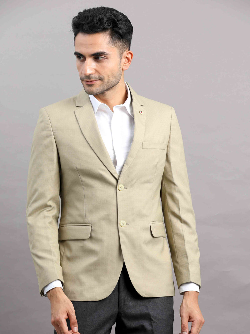 Shop Men's Khaki Cotton Blend Slim Fit Casual Blazer Online.