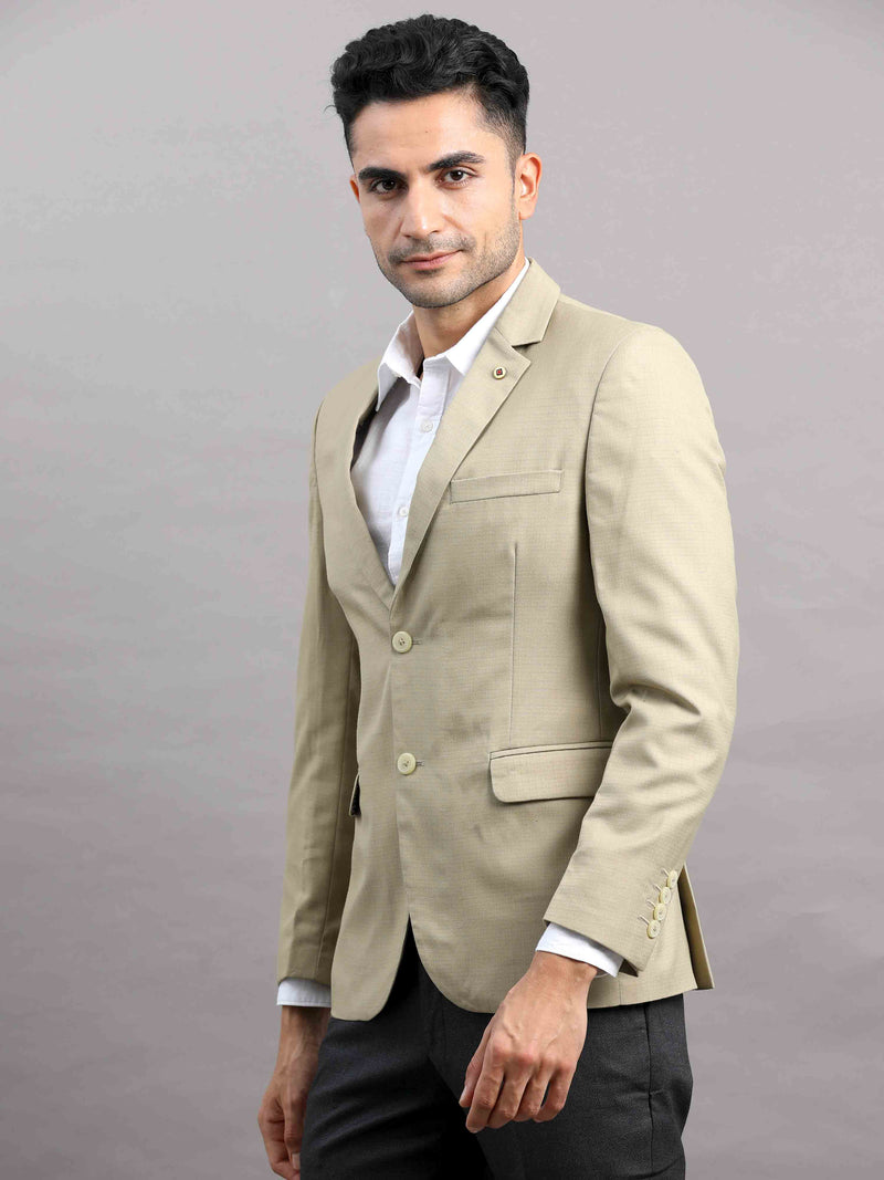 Shop Men's Khaki Cotton Blend Slim Fit Casual Blazer Online.