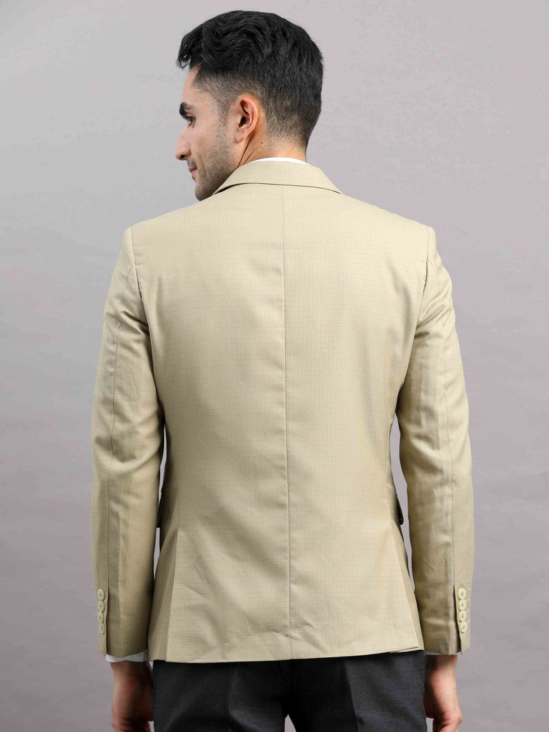 Shop Men's Khaki Cotton Blend Slim Fit Casual Blazer Online.