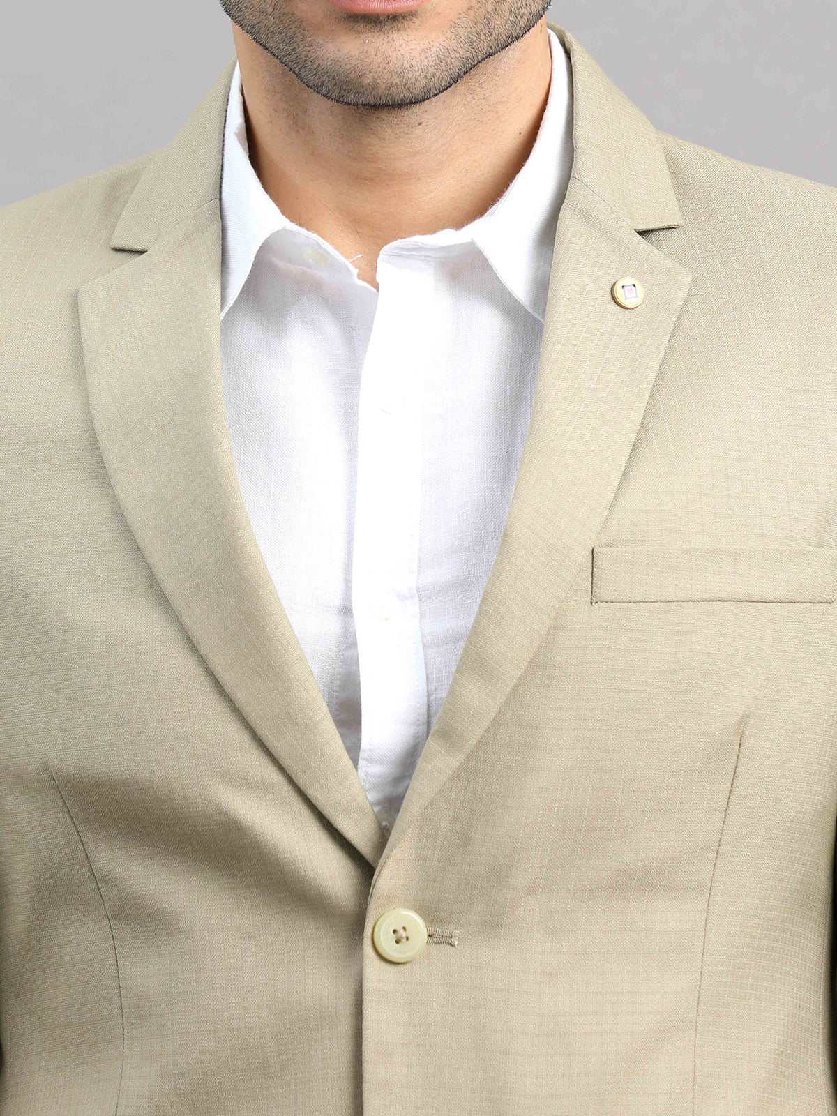 Shop Men's Khaki Cotton Blend Slim Fit Casual Blazer Online.