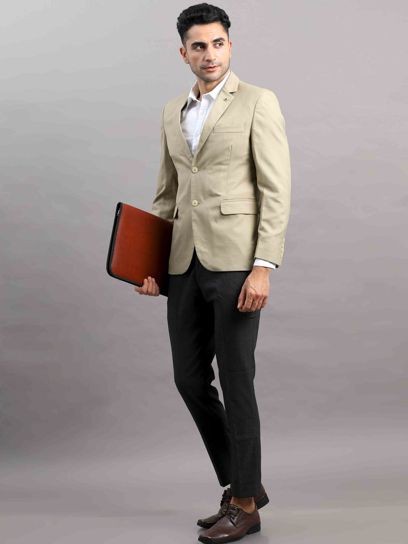 Shop Men's Khaki Cotton Blend Slim Fit Casual Blazer Online.