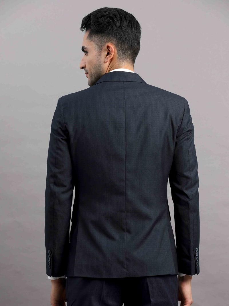 Shop Men's Navy Cotton Blend Slim Fit Casual Blazer Online.