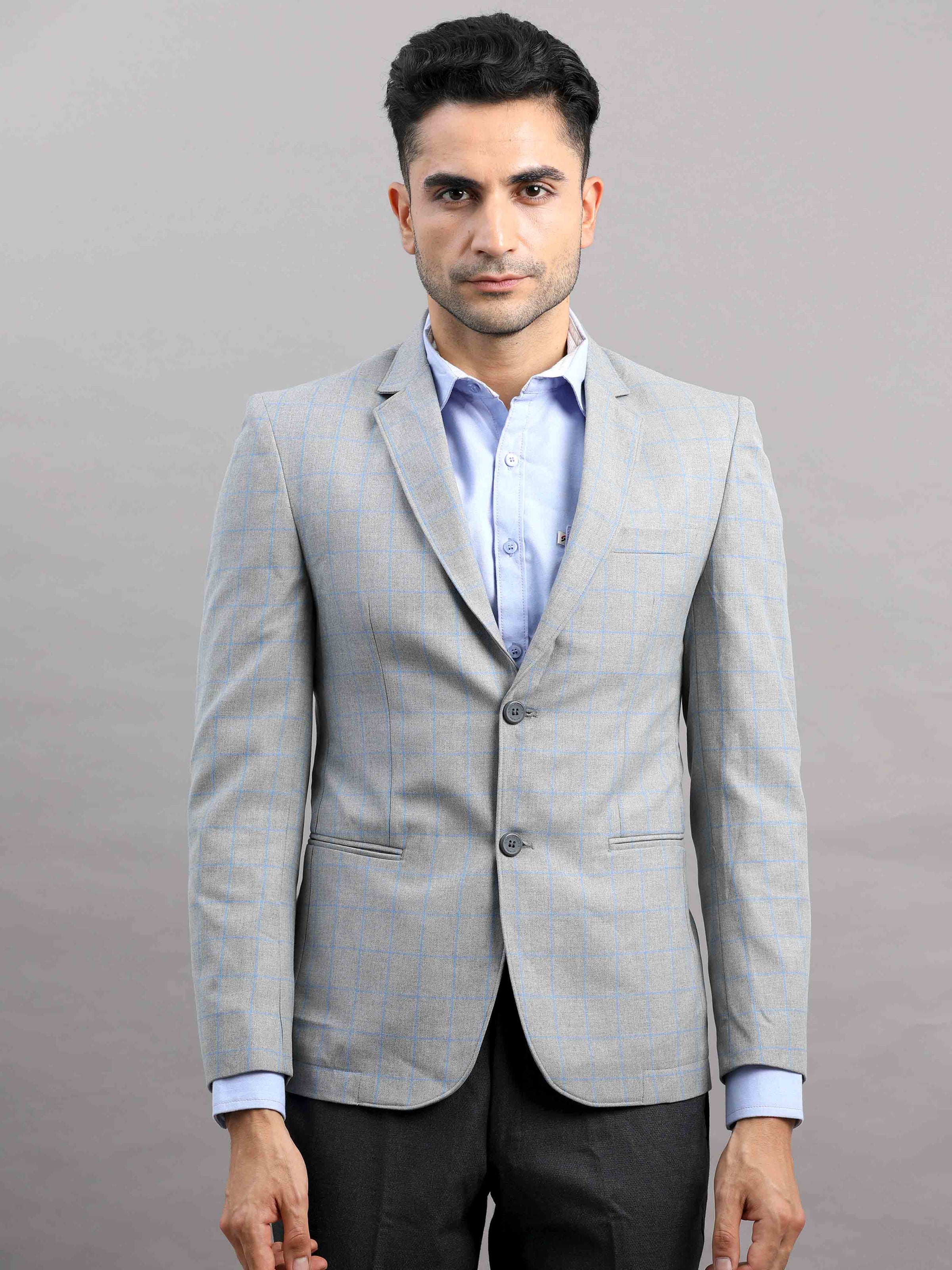 Shop Silver Cotton Casual Blazer for Men Online- Cool Colors