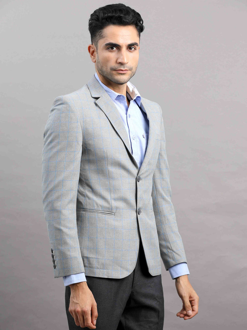 Shop Men's Grey Cotton Blend Slim Fit Casual Blazer Online.