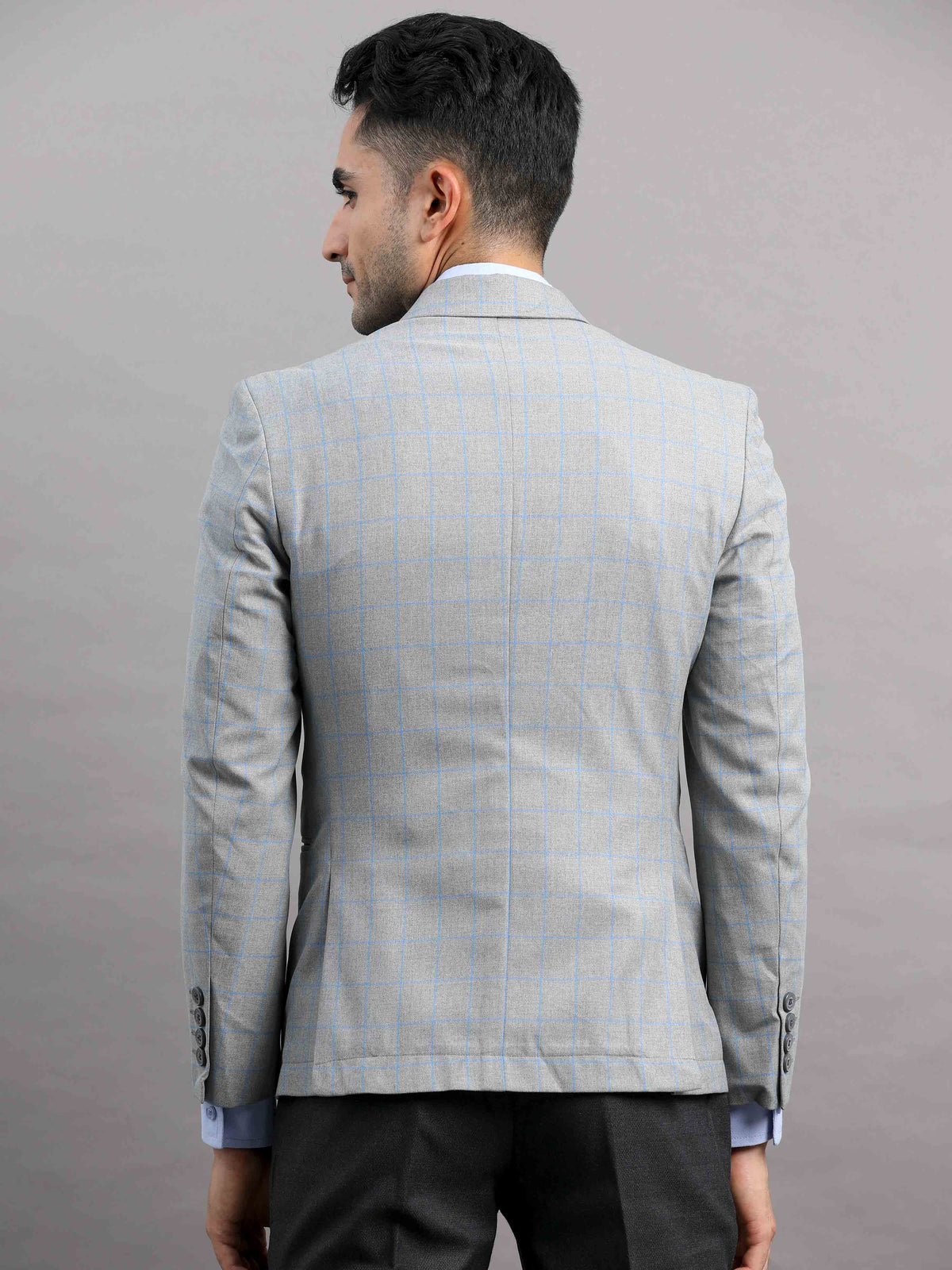 Shop Men's Grey Cotton Blend Slim Fit Casual Blazer Online.