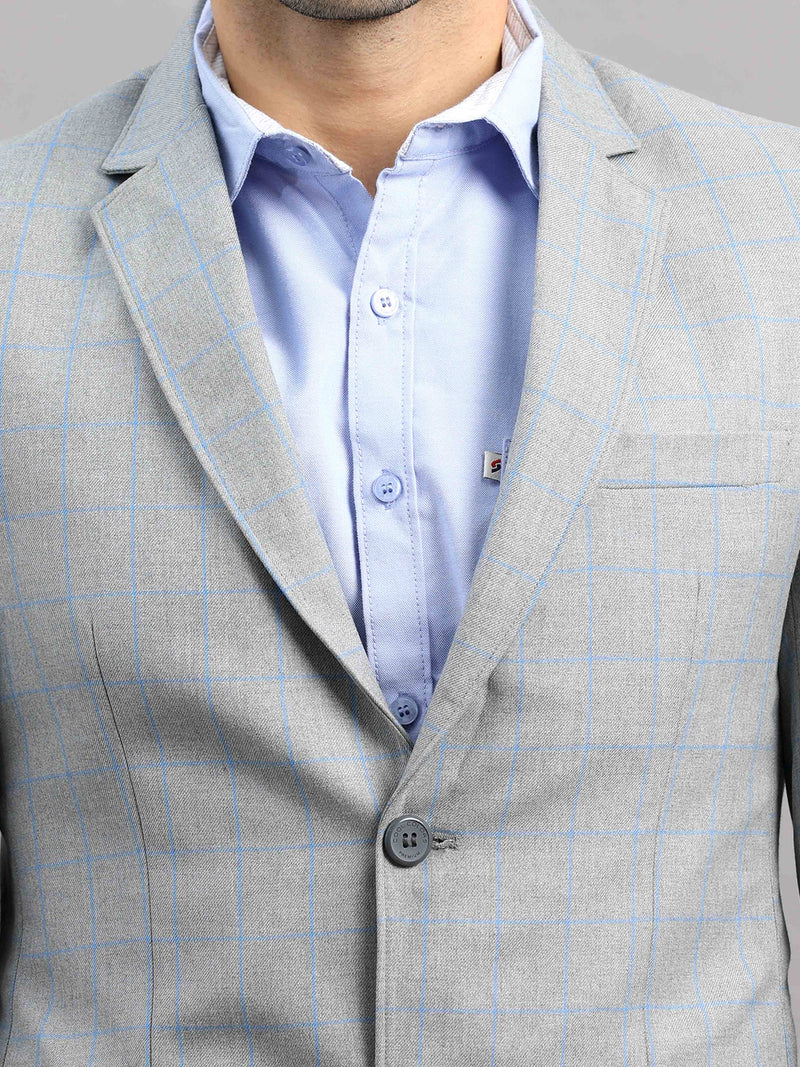 Shop Men's Grey Cotton Blend Slim Fit Casual Blazer Online.