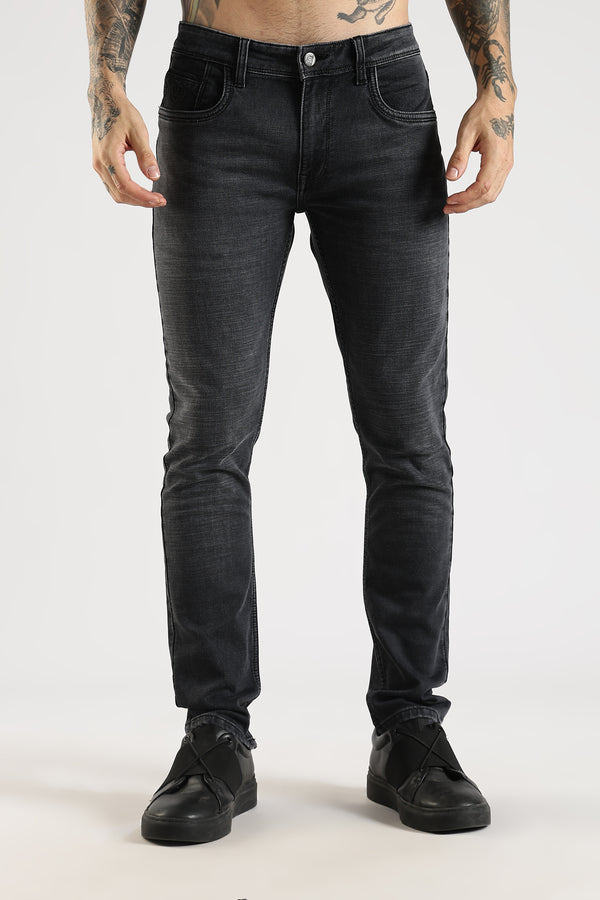 Men Faded Sea Black  Ankle Fit Stretchable Denim Jeans
