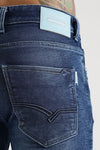 Men Mid Blue Solid Ankle Fit Stretchable Denim Jeans