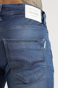 Men Blue Solid Ankle Fit Stretchable Denim Jeans