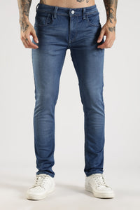 Men Blue Solid Ankle Fit Stretchable Denim Jeans