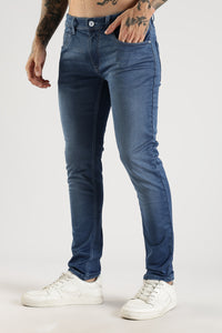 Men Blue Solid Ankle Fit Stretchable Denim Jeans