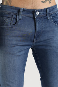 Men Blue Solid Ankle Fit Stretchable Denim Jeans