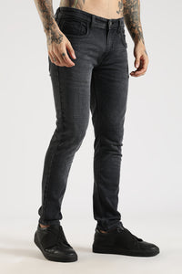 Men Faded Sea Black  Ankle Fit Stretchable Denim Jeans