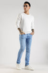 Men Sky Solid Ankle Fit Stretchable Denim Jeans