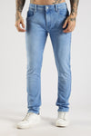 Men Sky Solid Ankle Fit Stretchable Denim Jeans