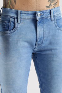 Men Sky Solid Ankle Fit Stretchable Denim Jeans