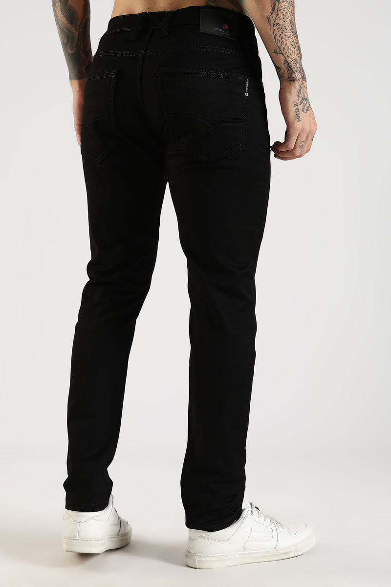 Men Black Solid Ankle Fit Stretchable Denim Jeans