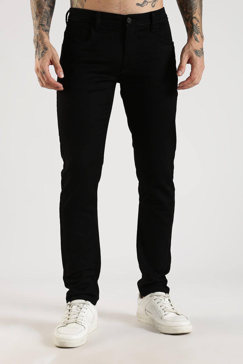 Men Black Solid Ankle Fit Stretchable Denim Jeans