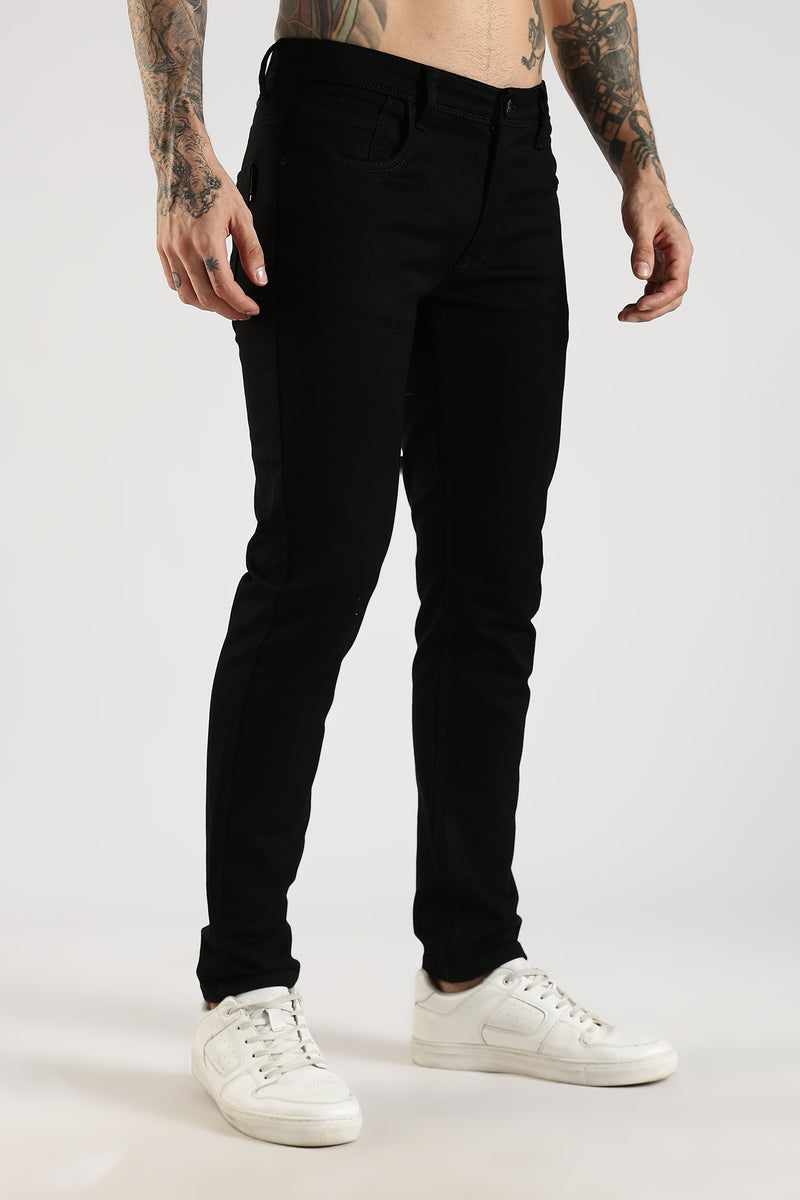 Men Black Solid Ankle Fit Stretchable Denim Jeans