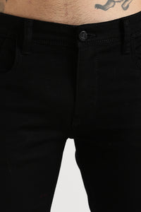 Men Black Solid Ankle Fit Stretchable Denim Jeans