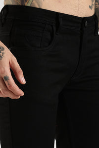 Men Black Solid Ankle Fit Stretchable Denim Jeans
