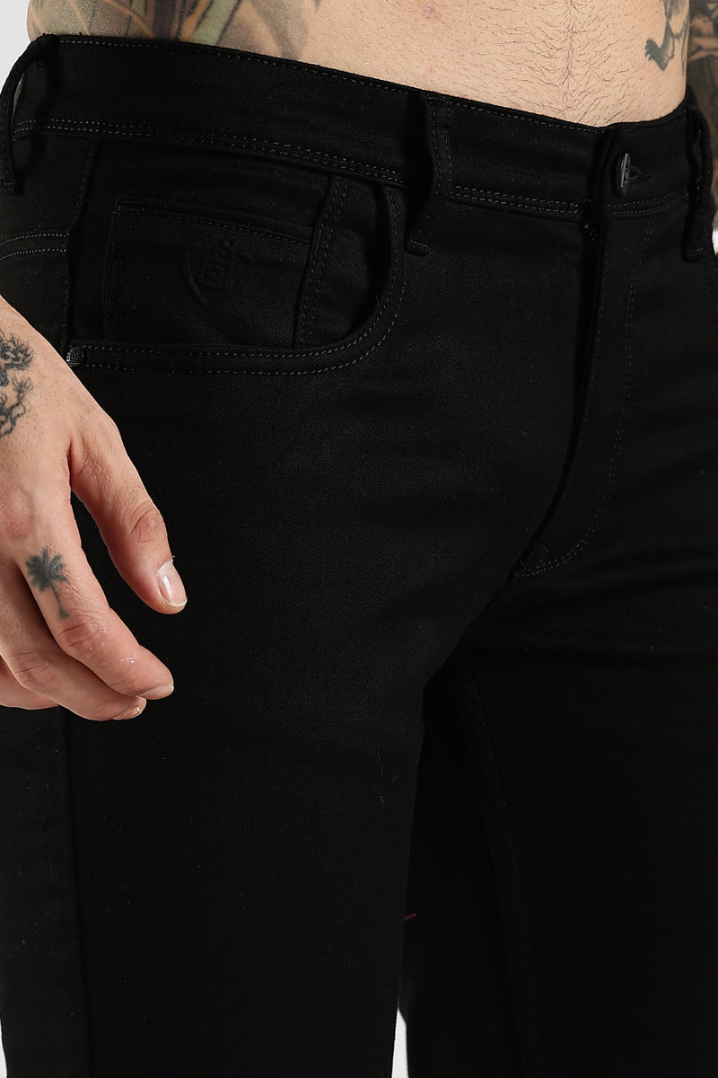 Men Black Solid Ankle Fit Stretchable Denim Jeans