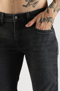 Men Faded Sea Black  Ankle Fit Stretchable Denim Jeans