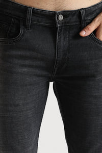 Men Faded Sea Black  Ankle Fit Stretchable Denim Jeans