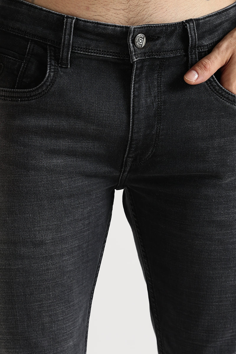 Men Faded Sea Black  Ankle Fit Stretchable Denim Jeans