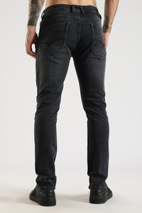 Men Faded Sea Black  Ankle Fit Stretchable Denim Jeans