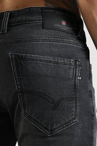 Men Faded Sea Black  Ankle Fit Stretchable Denim Jeans