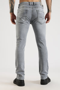 Men Grey Solid Ankle Fit Stretchable Denim Jeans