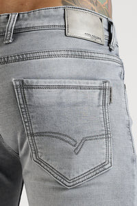 Men Grey Solid Ankle Fit Stretchable Denim Jeans