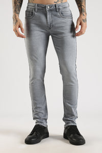 Men Grey Solid Ankle Fit Stretchable Denim Jeans