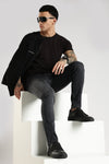 Men Faded Sea Black  Ankle Fit Stretchable Denim Jeans