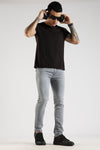 Men Grey Solid Ankle Fit Stretchable Denim Jeans