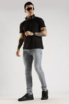 Men Grey Solid Ankle Fit Stretchable Denim Jeans