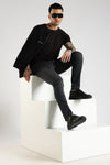 Men Faded Sea Black  Ankle Fit Stretchable Denim Jeans