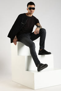Men Faded Sea Black  Ankle Fit Stretchable Denim Jeans