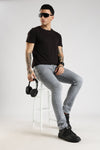 Men Grey Solid Ankle Fit Stretchable Denim Jeans