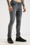 Men Charcoal Grey  Solid Ankle Fit Stretchable Denim Jeans