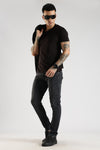 Men Faded Sea Black  Ankle Fit Stretchable Denim Jeans