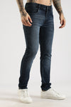 Men Faded Dark Blue Solid Ankle Fit Stretchable Denim Jeans