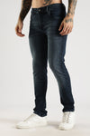 Men Faded Dark Blue Solid Ankle Fit Stretchable Denim Jeans