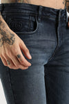 Men Faded Dark Blue Solid Ankle Fit Stretchable Denim Jeans