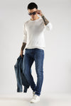 Men Mid Blue Solid Ankle Fit Stretchable Denim Jeans